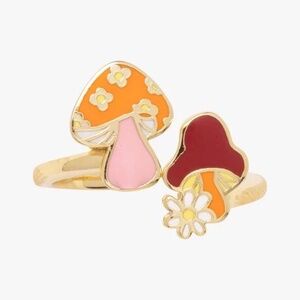 Magic Mushrooms 18K Gold-Gilt Adjustable Ring